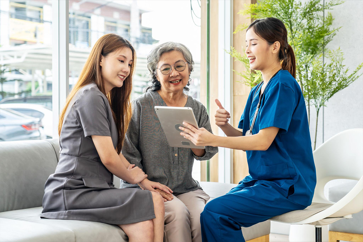 Doctor speaking with senior patients