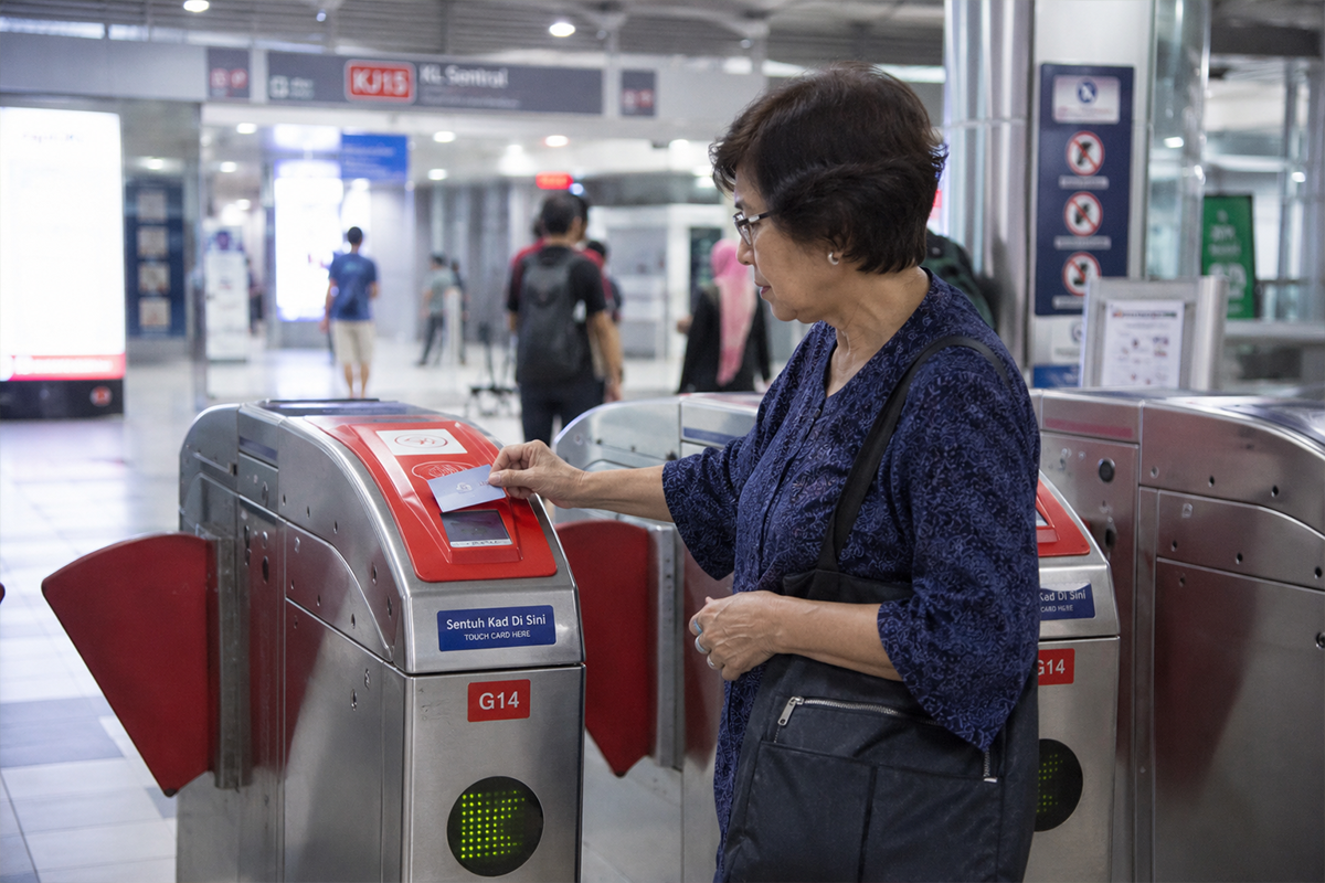Passenger using Rapid public transport
